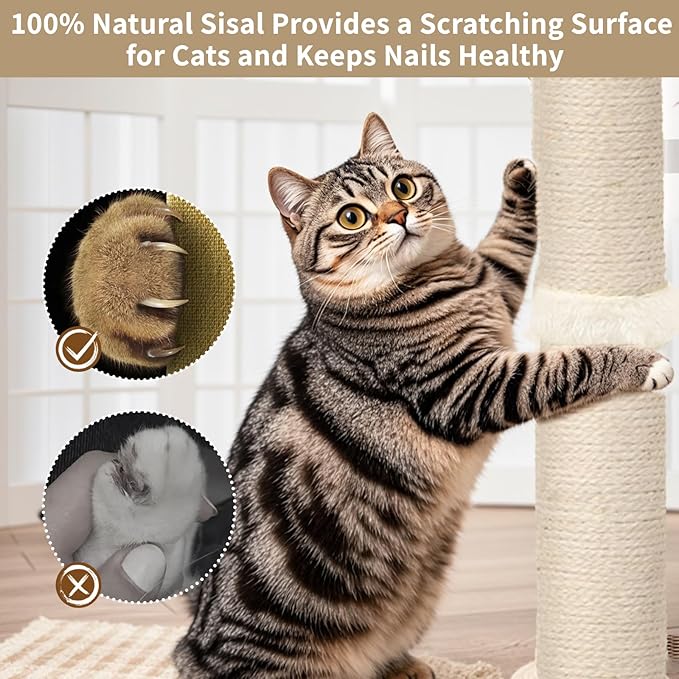Tall Cat Scratching Post, 33 Inches, Large Scratcher Tree Tower - Image 5