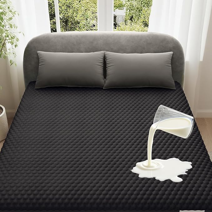 OhGeni 100% Waterproof Mattress Protector, Queen-Black Size Mattress Pad by OhGeni