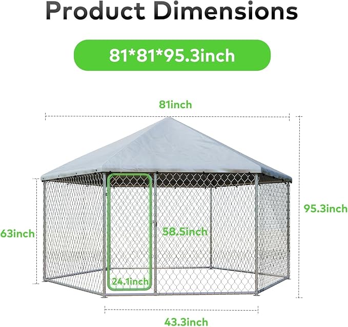 6.8x6.8 FT Outdoor Dog Kennel Outside Heavy Duty Dog Enclosure - Image 6