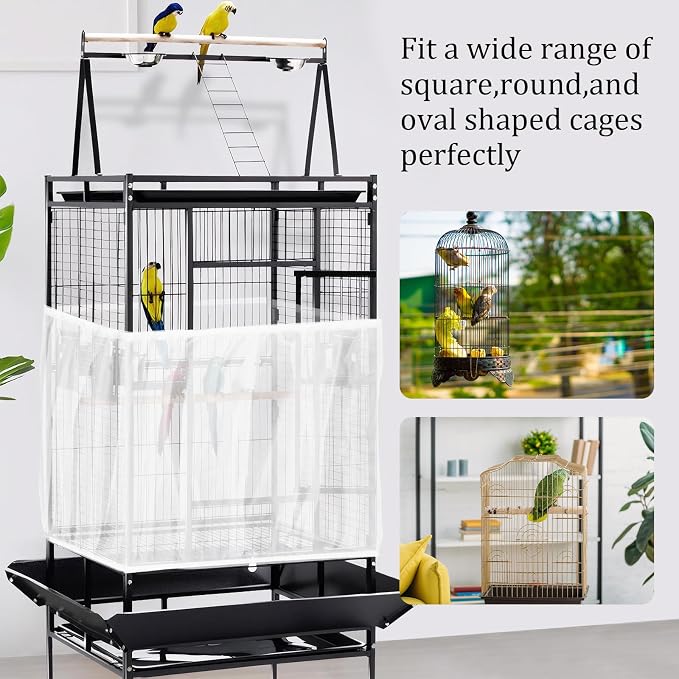4 PCS Bird Cage Cover, Universal Bird Cage Seed Catcher, Adjustable Elastic - Image 6