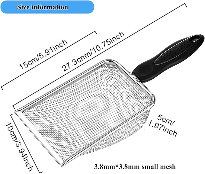 itPlus Cat Litter Scoop, Stainless Steel Cats Sturdy Mesh Scooper Kitty Litter - Image 3
