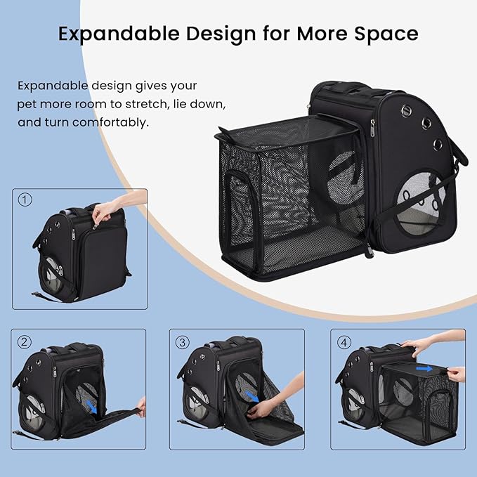 Cat Backpack Carrier, Expandable Pet Carrier Backpack - Image 6