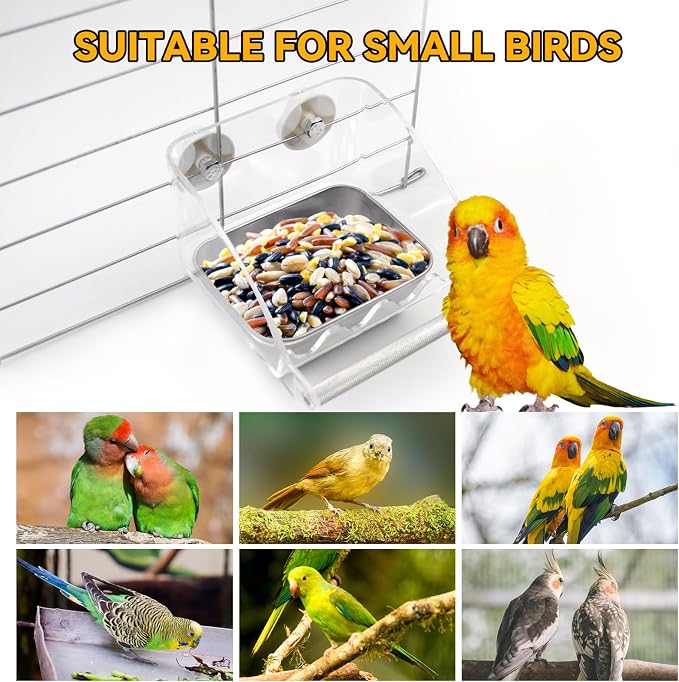 Bird Feeder for Cage, Parakeet Cage Feeder No Mess Bird Dish - Image 7