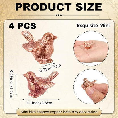 Moxweyeni 4 Pcs Mini Bird Shape Copper Bath Disk Ornaments Copper Bird Bath - Image 2