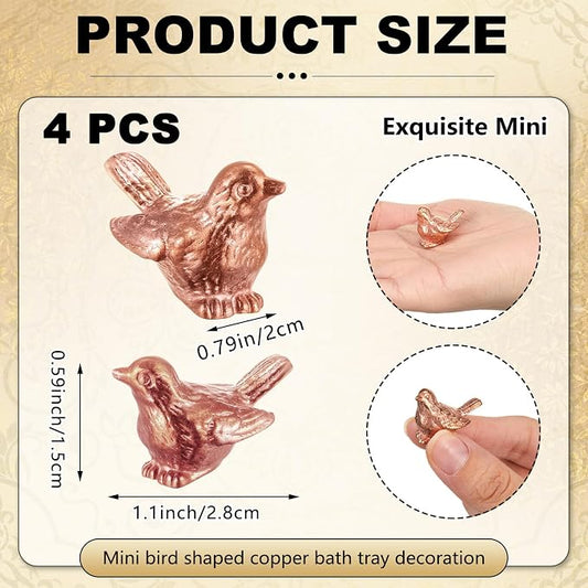 Moxweyeni 4 Pcs Mini Bird Shape Copper Bath Disk Ornaments Copper Bird Bath - Image 2