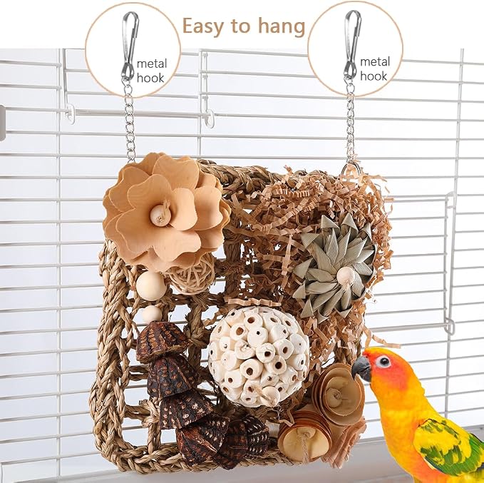Bird Foraging Toys Natural Bird Toys Conure Toys Parrot Shredding Hanging Toys - Image 3