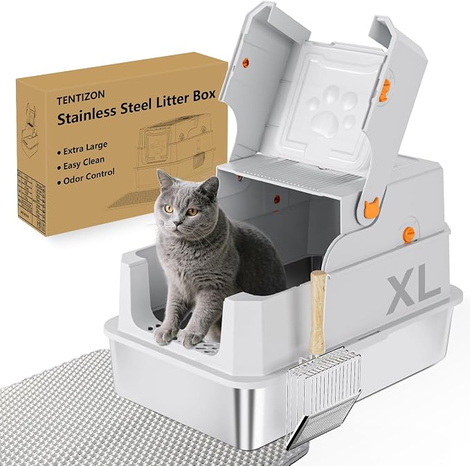 TENTIZON Stainless Steel Cat Litter Box by TENTIZON