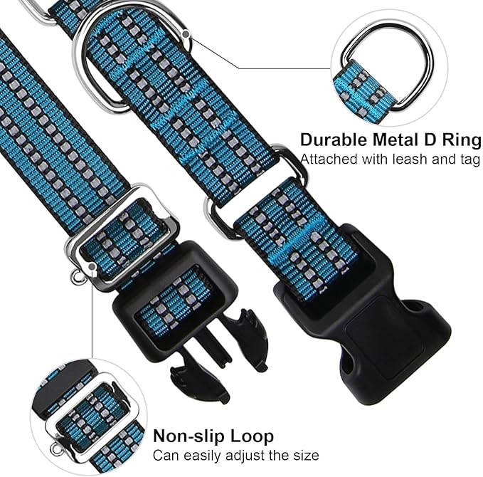 Martingale Dog Collar, Adjustable Nylon Reflective Collar - Image 2