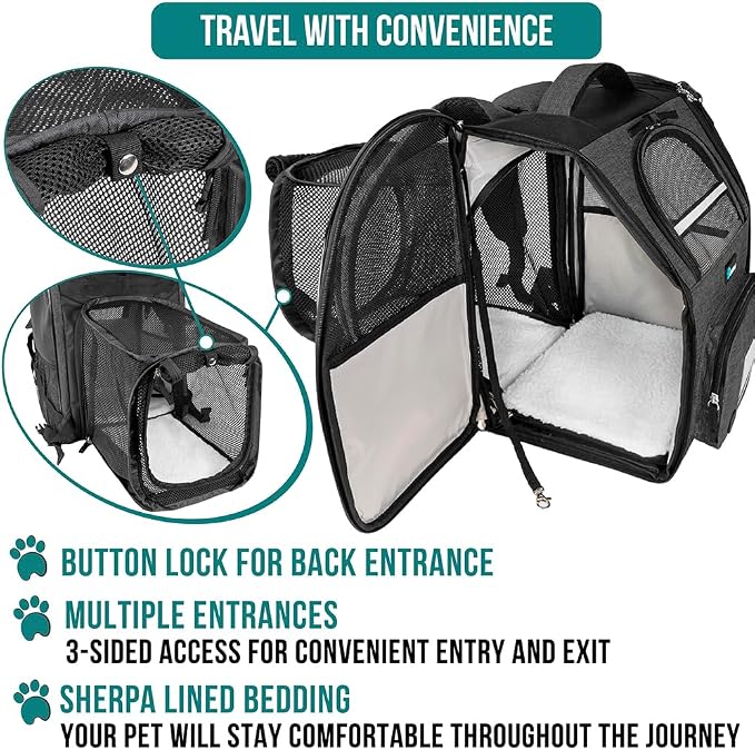 PetAmi Dog Cat Backpack Carrier, Expandable Pet Carrier Backpack - Image 4