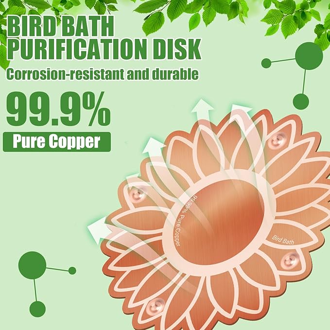 4 Pack Bird Bath Copper Disk Bird Bath Purification Disk - Image 4