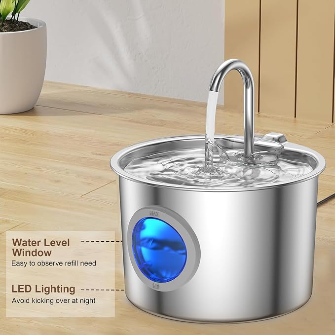 Cat Water Fountain Advanced 304 Stainless Steel 2.2L/74oz - Image 7