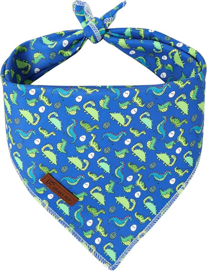Summer Dog Bandana, UP URARA PUP Dinosaur Triangle Bid Scarf by UPURARAPUP