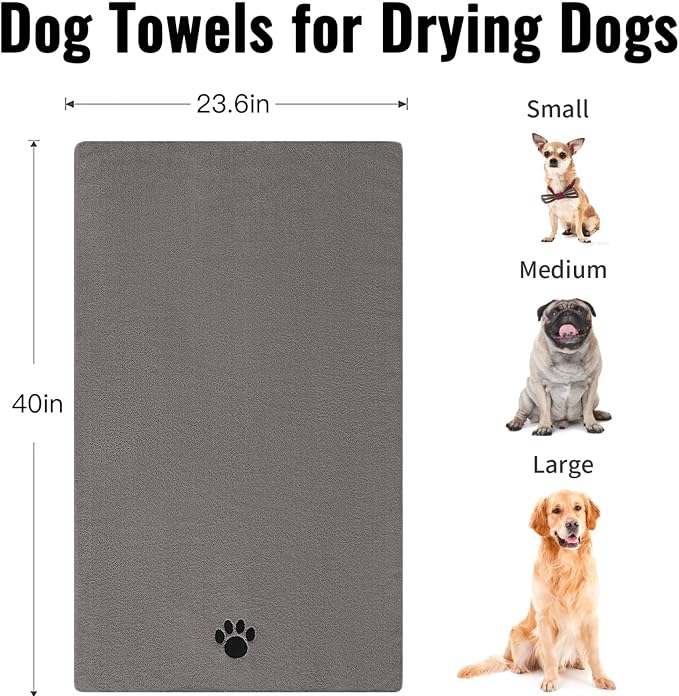 3 Pack Microfiber Dog Towels for Drying Dogs, Super Absorbent and Soft Pet - Image 3