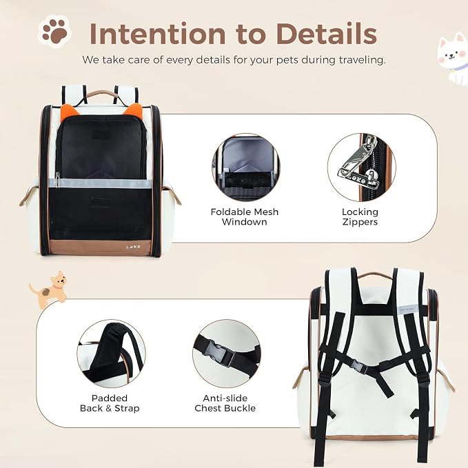 Lekereise Ventilated Dog Backpack Carriers, Cat Carrier Backpacks - Image 4