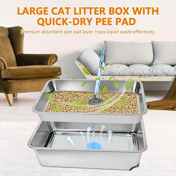 23.5" x 15.7" x 8" Stainless Steel Sifting Litter Box - Image 5