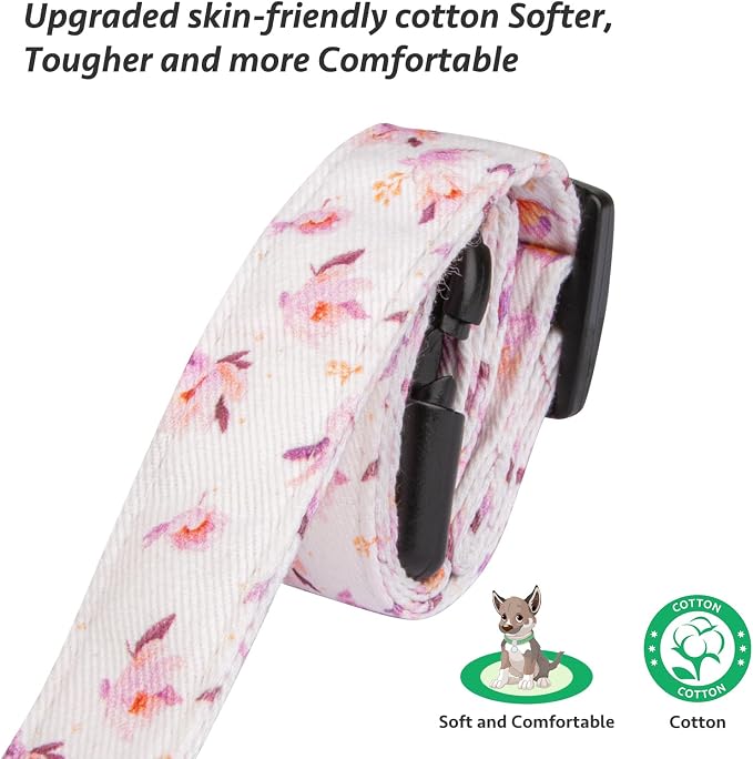 Cotton Handmade Dog Collar Cute and Distinctive Patterns White Flower - Image 4