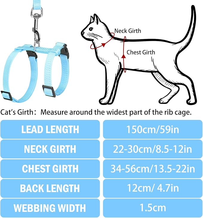 PUPTECK Adjustable Cat Harness and Leash Set Escape Proof Kitten Strap Collar - Image 2