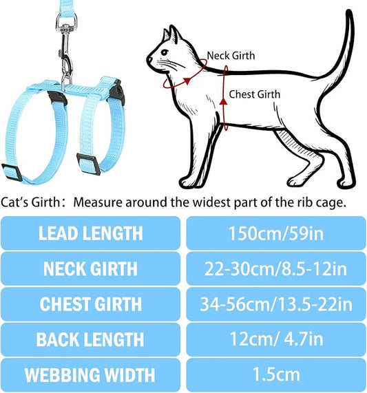 PUPTECK Adjustable Cat Harness and Leash Set Escape Proof Kitten Strap Collar - Image 2