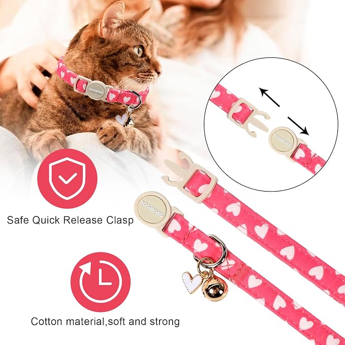 Valentine's Day Cat Collar, 2 Pack Cat Collars Breakaway - Image 3