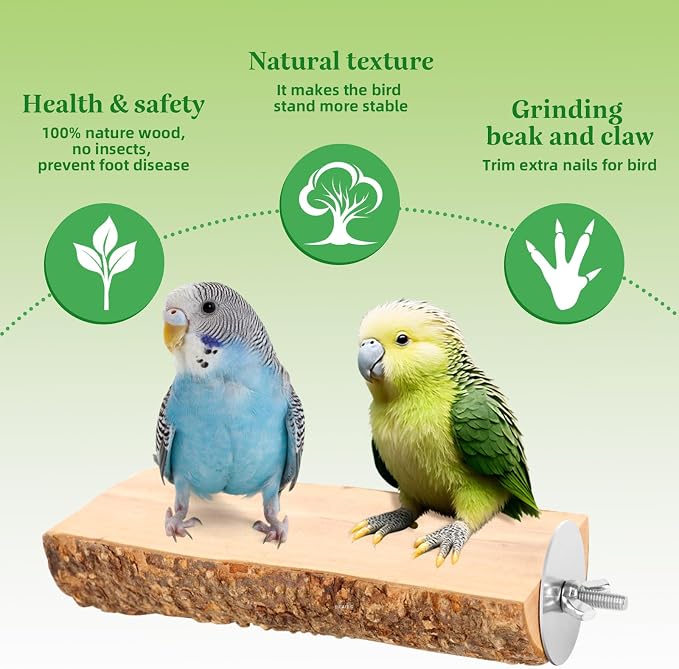2PCS Natural Wood Bird Perch Platform - Image 4