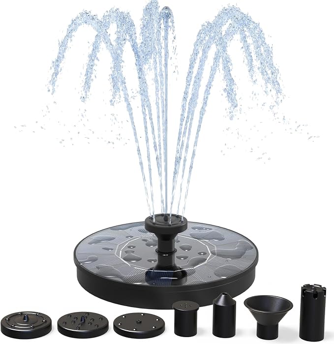 AMZtime Solar Fountain, 2025 Upgraded Solar Water Fountains by AMZtime-NaturalCreativity