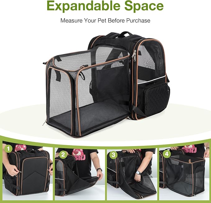 Lekebobor Large Cat Backpack Carrier Expandable Pet Carrier Backpack - Image 4