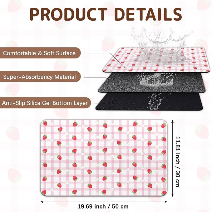 Dog Food Mat for Bowls, Absorbent Quick Dry Dog Cat Mats for Food and Water - Image 2