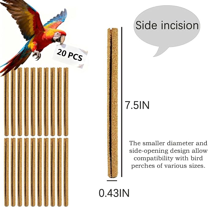 20-Pack Sanded Perch Covers for Parakeets - Image 2