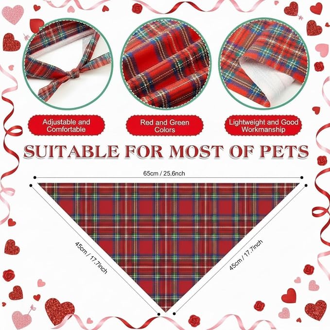 Weewooday 50 Pcs Valentine's & St. Patrick's Day Dog Bandanas Bulk Red & Green - Image 3