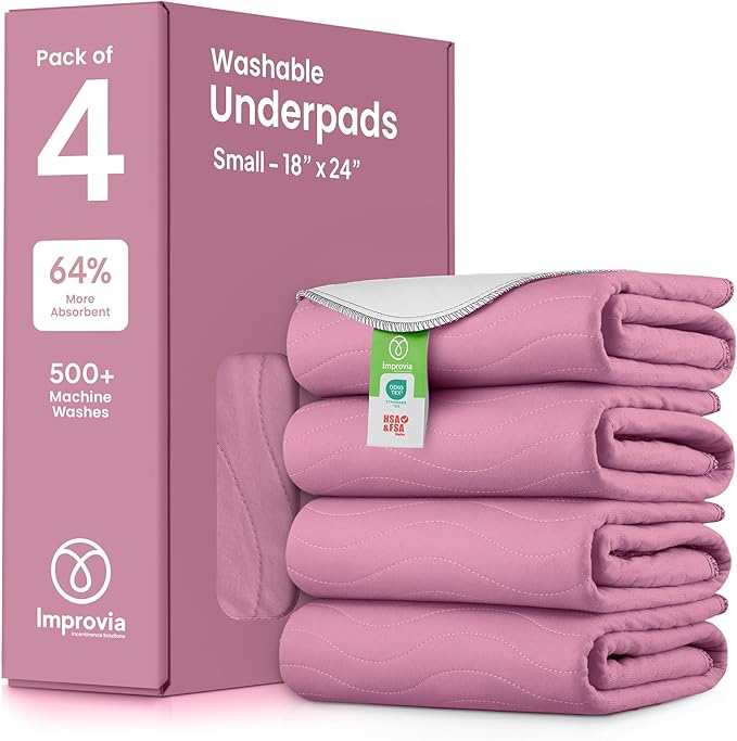 IMPROVIA® Washable Underpads, Heavy Absorbency Reusable Incontinence Pads by IMPROVIA