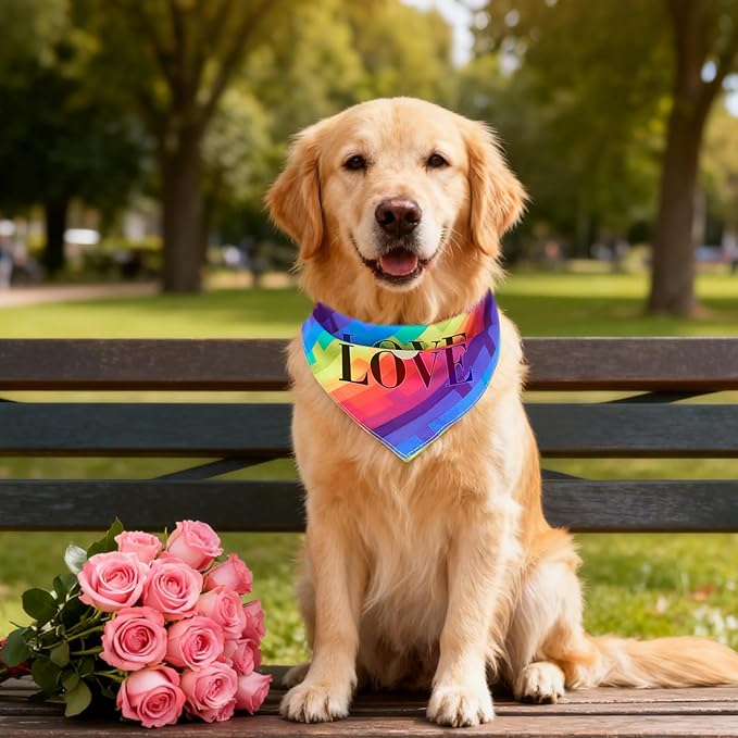 PAWCHIE 4 Pcs Dog Bandanas Gay Pride Rainbow Bandanas, Rainbow Scarf - Image 6