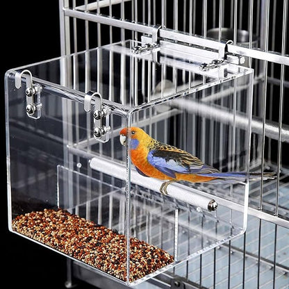 No Mess Bird Feeder for Cage, Automatic Acrylic Bird Feeder Seed Catcher Tray by Xxmbbjy