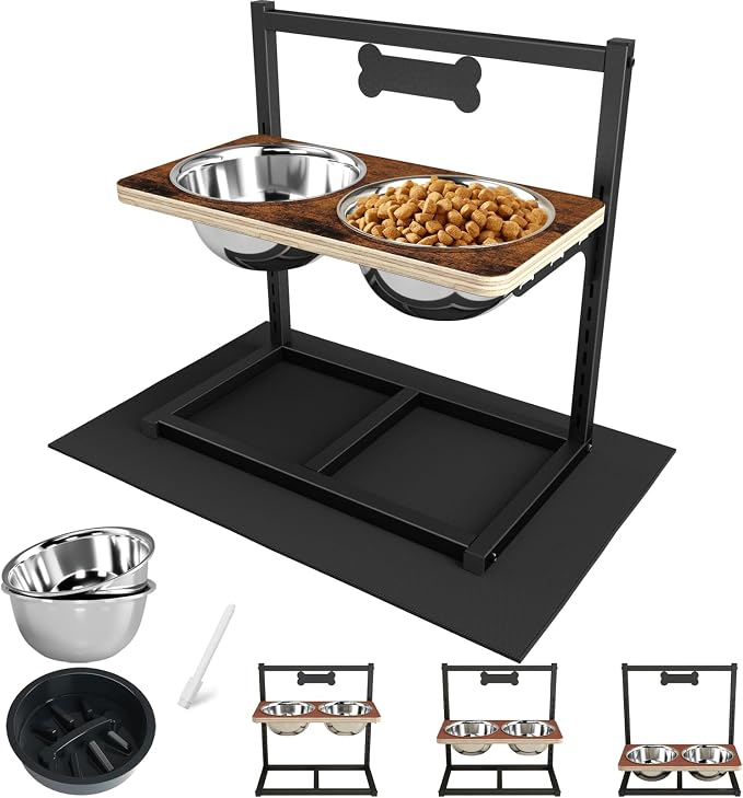 Elevated Dog Bowls with Slow Feeder by ADENGL