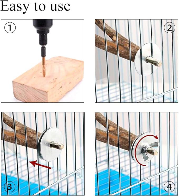 12 Sets Bird Cage Screws Bird Perch Stand Platform Accessories 24 Washers 12 - Image 4