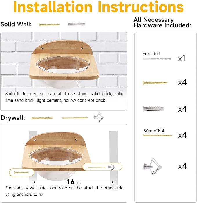FUKUMARU Cat Wall Furniture Set, Transparent Capsule Kitten Walls Shelves - Image 6