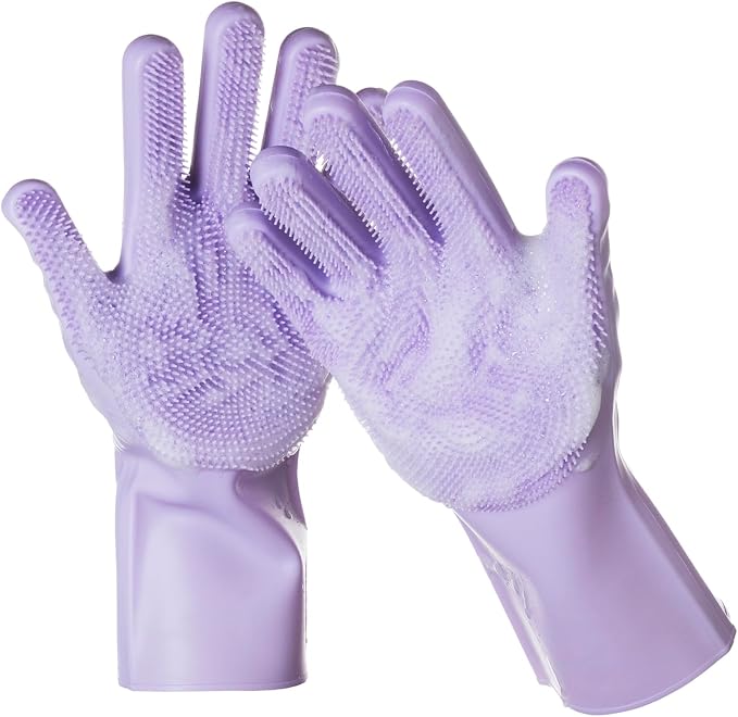 DELOMO Pet Grooming Gloves 1 Pair: Soft and Gentle Silicone Dog Washing Gloves by DELOMO