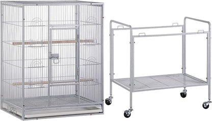 ZENY 53-Inch Bird Flight Cage, Wrought Iron Standing Large - Image 8