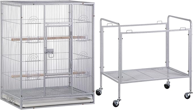 SUPER DEAL 53-Inch Rolling Bird Cage Large Wrought Iron Cage - Image 6