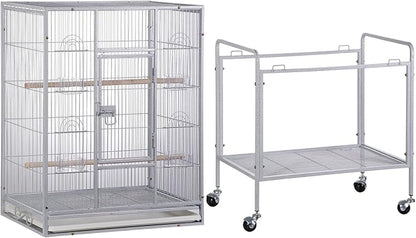 SUPER DEAL 53-Inch Rolling Bird Cage Large Wrought Iron Cage - Image 6