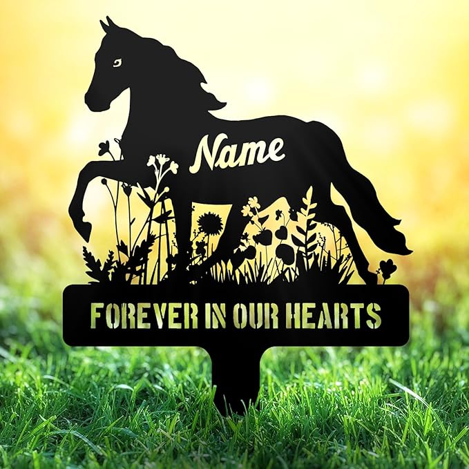 Personalized Horse Grave Marker Custom Memorial Stake, Metal Graveside Sign by NIWAHO