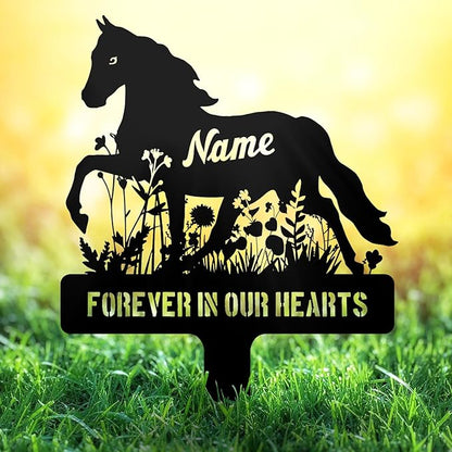 Personalized Horse Grave Marker Custom Memorial Stake, Metal Graveside Sign by NIWAHO