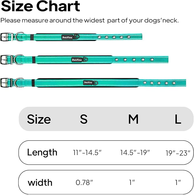 PetiFine Dog Collars for Medium Dogs, Neoprene Padded and Adjustable, - Image 7