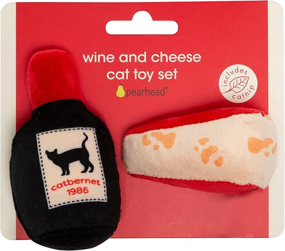 Pearhead Pet Cheese & Wine Cat Toys Set of 2 – Plush Catnip Toys - Image 10