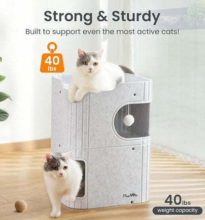 Made4Pets Cat House for Indoor Use, 2-Storey Cube Bed Cave, Covered Hideaway - Image 5