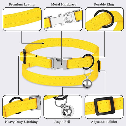 Leather Cat Collar with Buckle and Removable Bell - Image 5