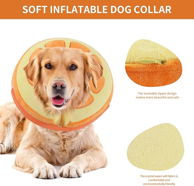 IEUUMLER Inflatable Recovery Dog Collar, Protective Donut Cone, Adjustable Soft - Image 5