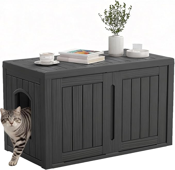 Cat Litter Box Enclosure, Hidden Enclosed Litter Box Furniture by WTFGO
