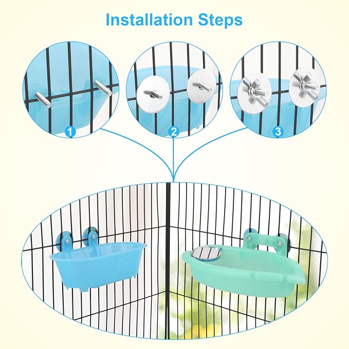 Wontee Bird Bath Box with Mirror Portable Parrot Hanging Bathroom Bathing Tub - Image 6