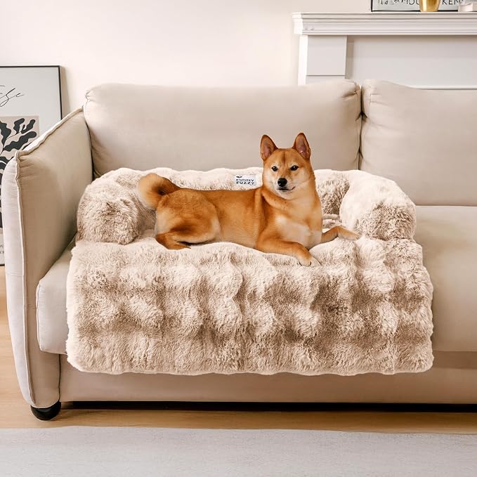 FUNNY FUZZY Pet Fluffy Fuzzy Couch Cover, Calming Washable Dog Bed Sofa by FUNNYFUZZY