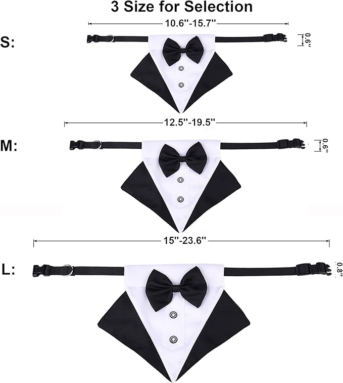 ADOGGYGO Formal Dog Tuxedo Wedding Pet Bandana Collar - Image 6
